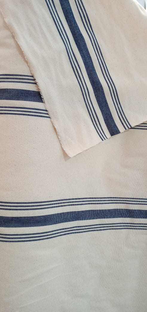 imagen de Tela rustica con guarda francesa azul