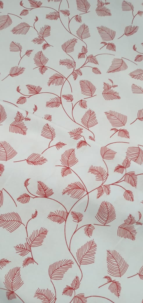 imagen de Batista estampada fondo celeste hojas rojas