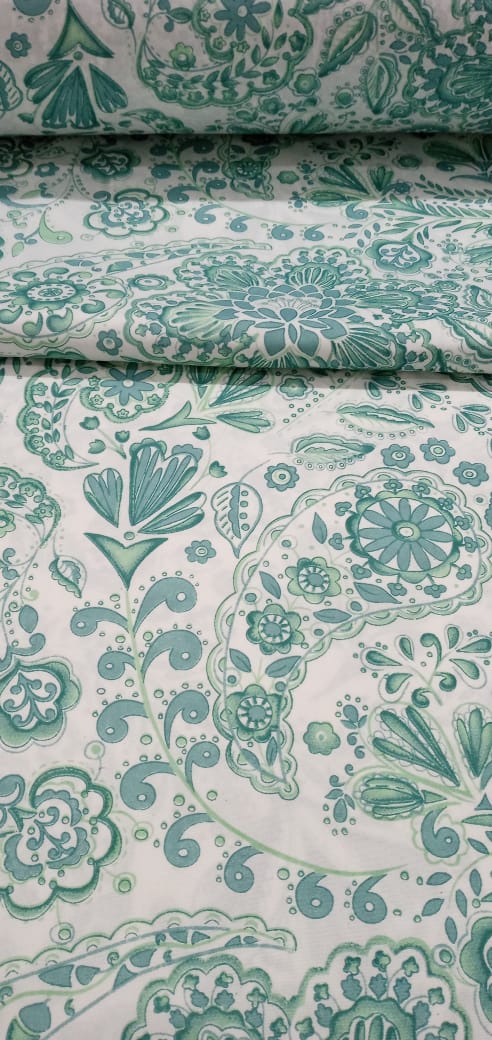 imagen de Sabanero flores aqua 2.40 de ancho Poliester