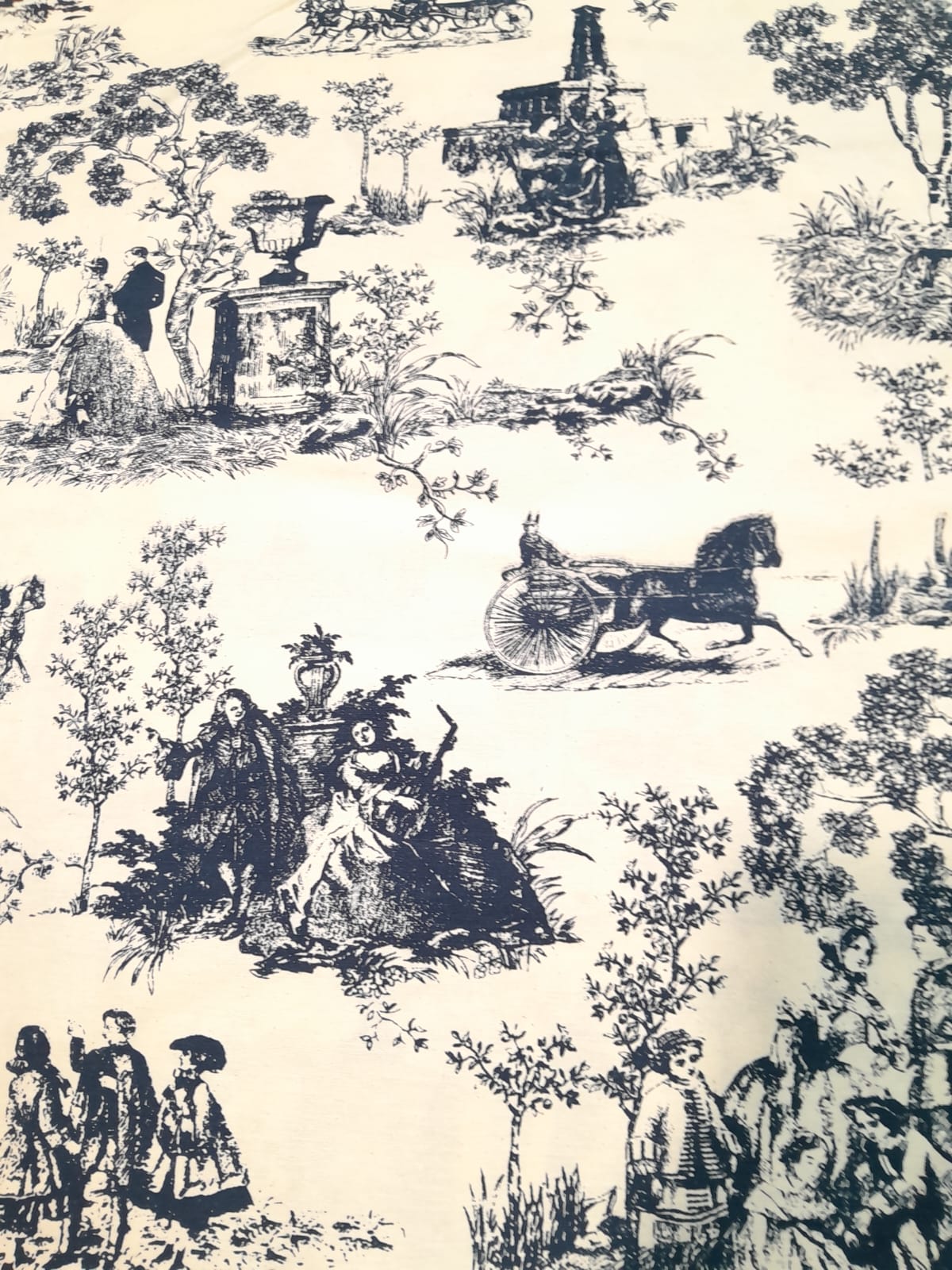 imagen de Tussor estampado toile de jouy azul marino