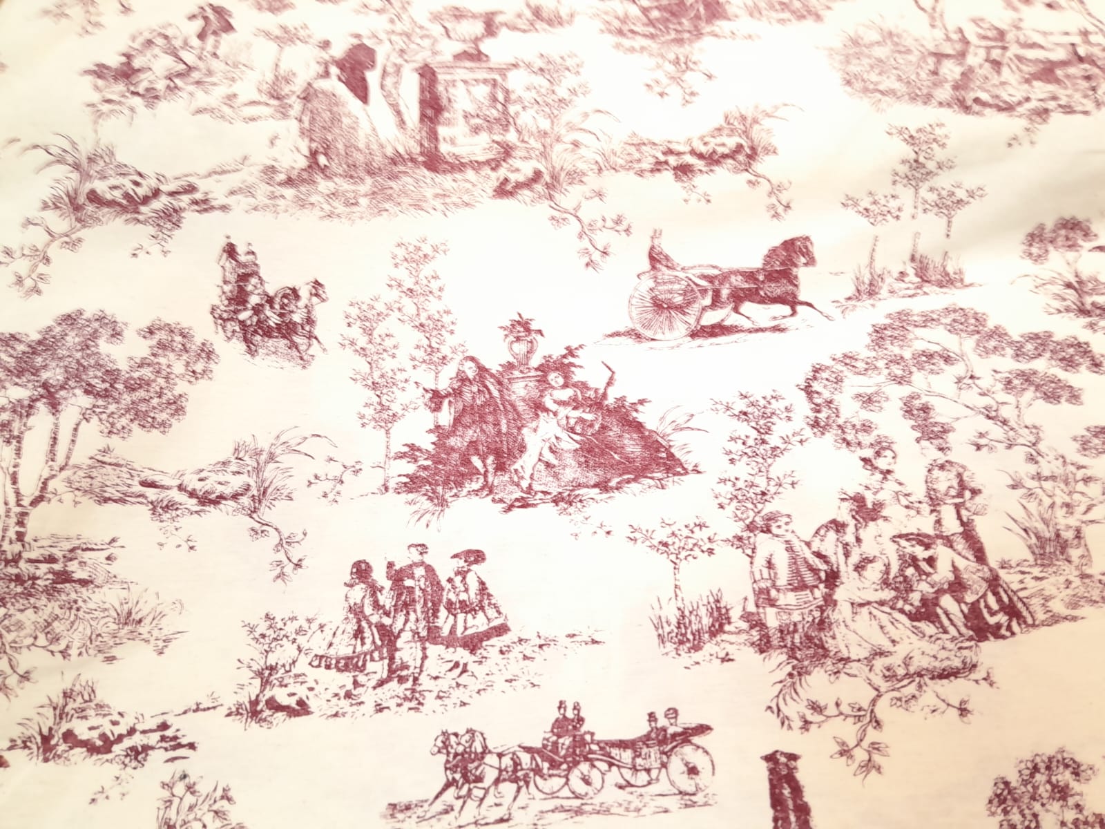 imagen de Tussor estampado toile de jouy bordo