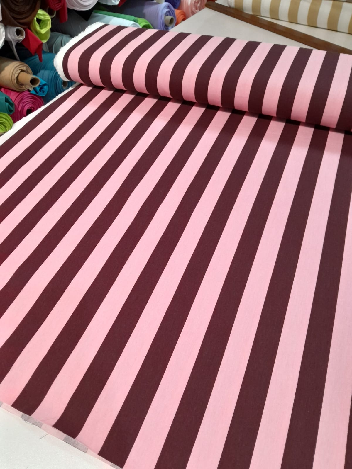 imagen de Gabardina rayada bordo y rosa