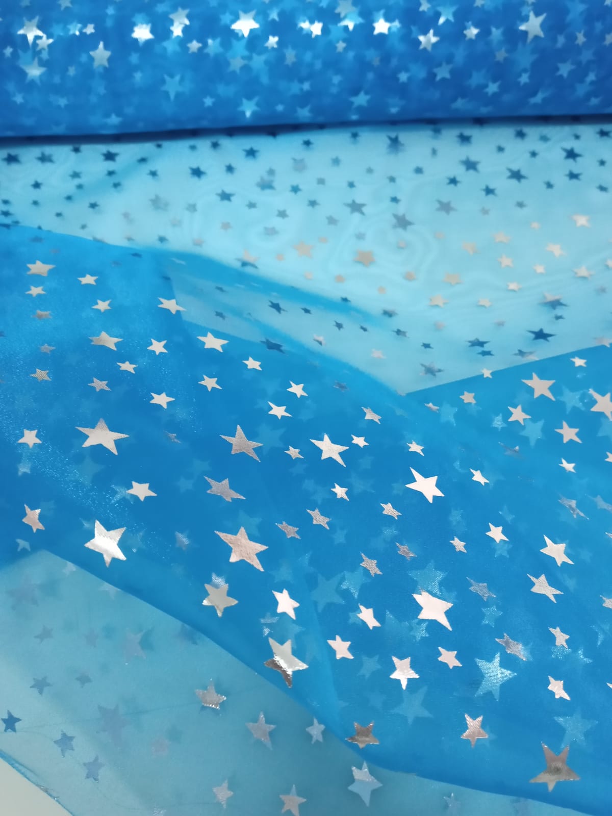 imagen de Gasa Cristal con Estrellas turquesa