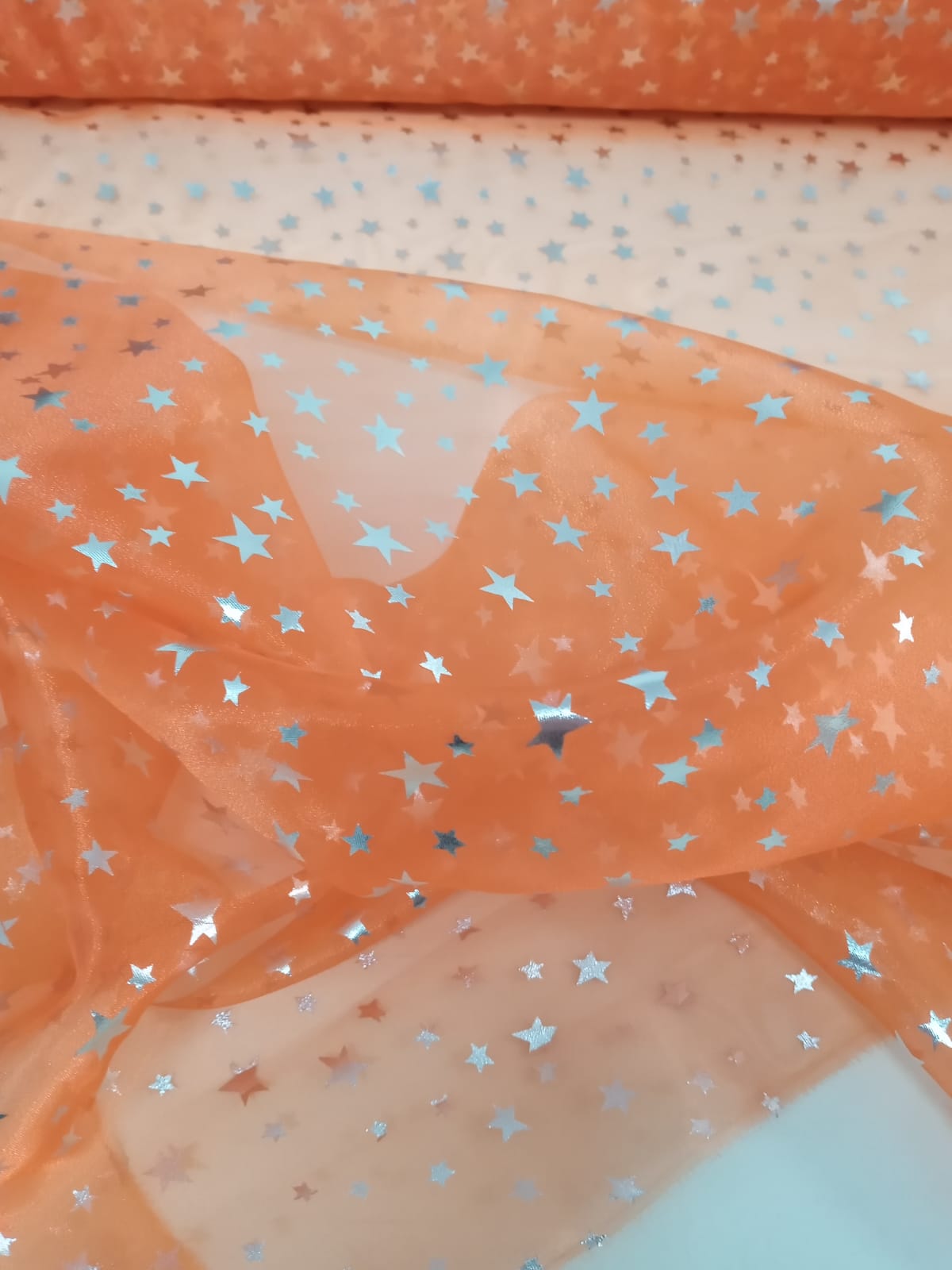 imagen de Gasa Cristal con Estrellas naranja