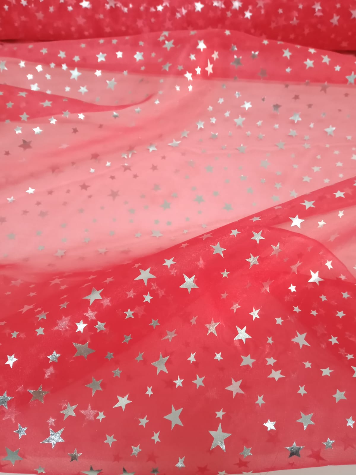 imagen de Gasa Cristal con Estrellas rojo