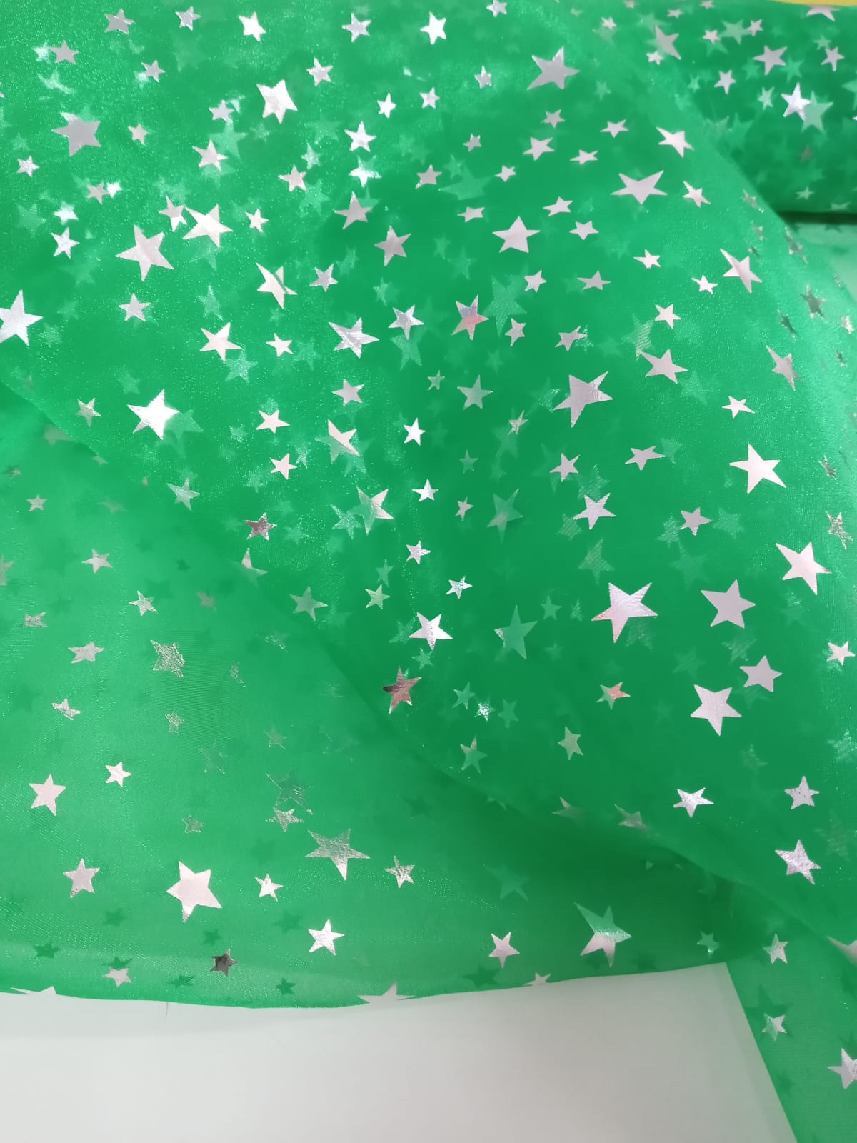 imagen de Gasa Cristal con Estrellas verde