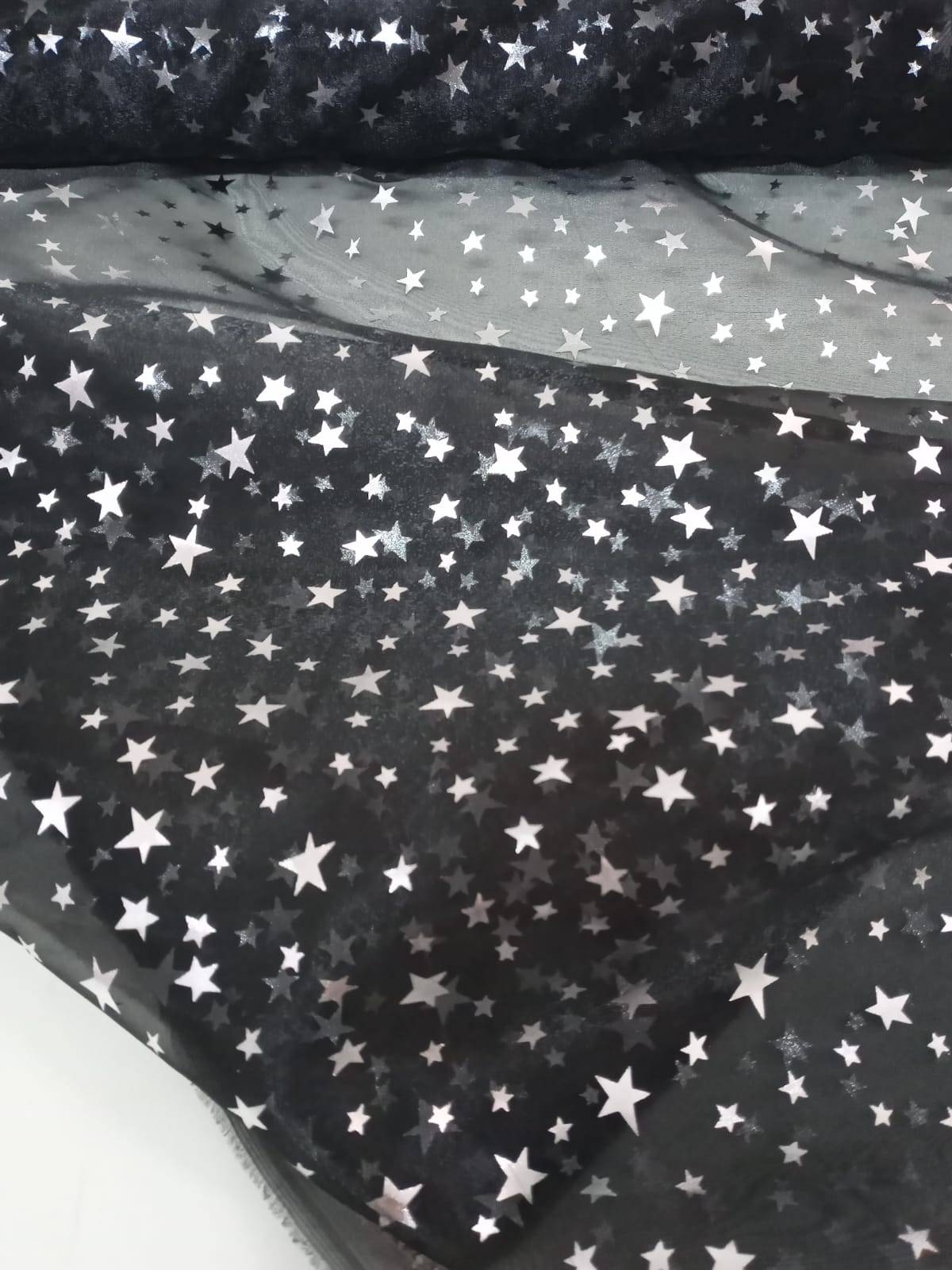 imagen de Gasa Cristal con Estrellas negro