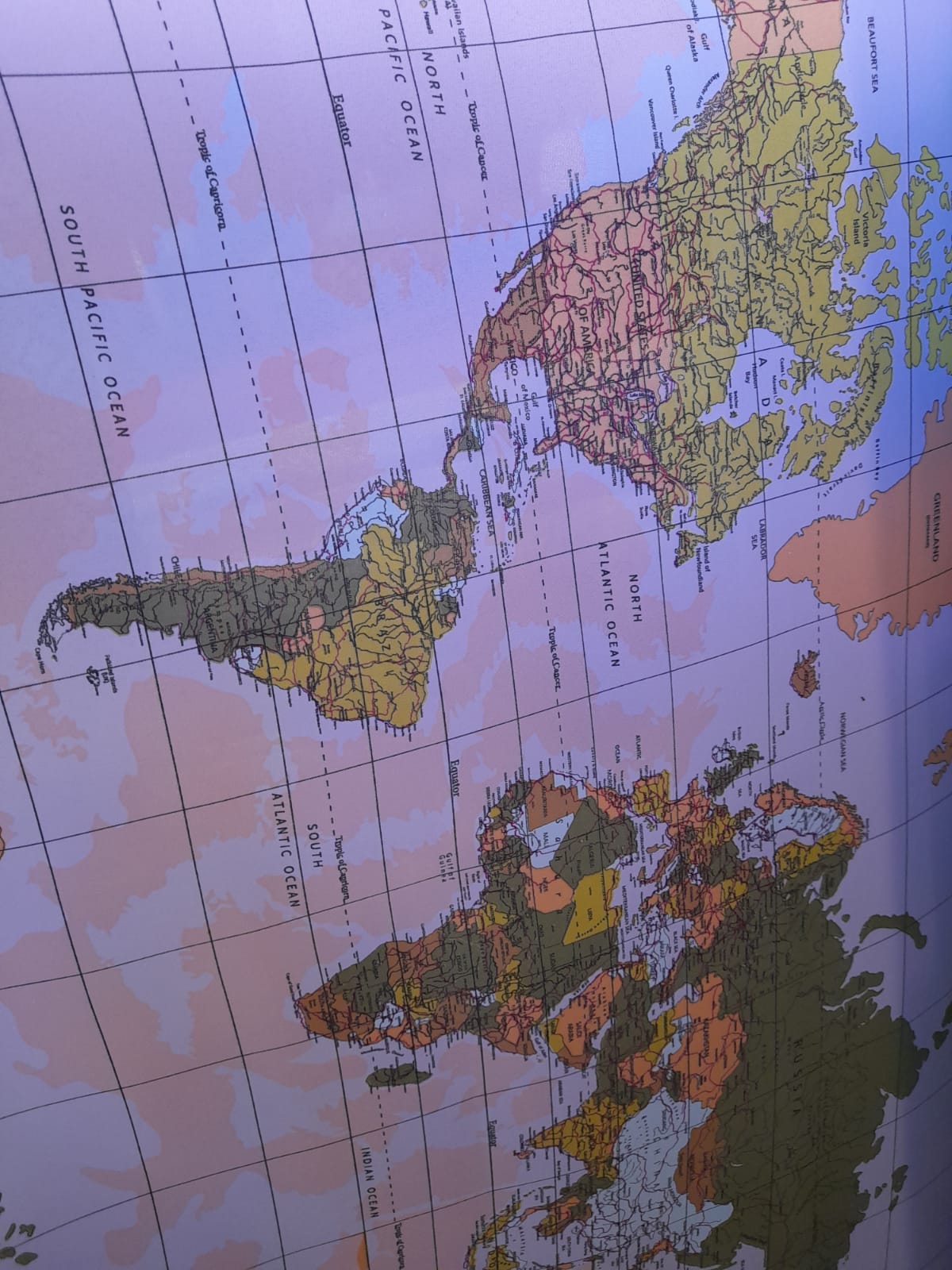 imagen de Lona planisferio con fondo rosa