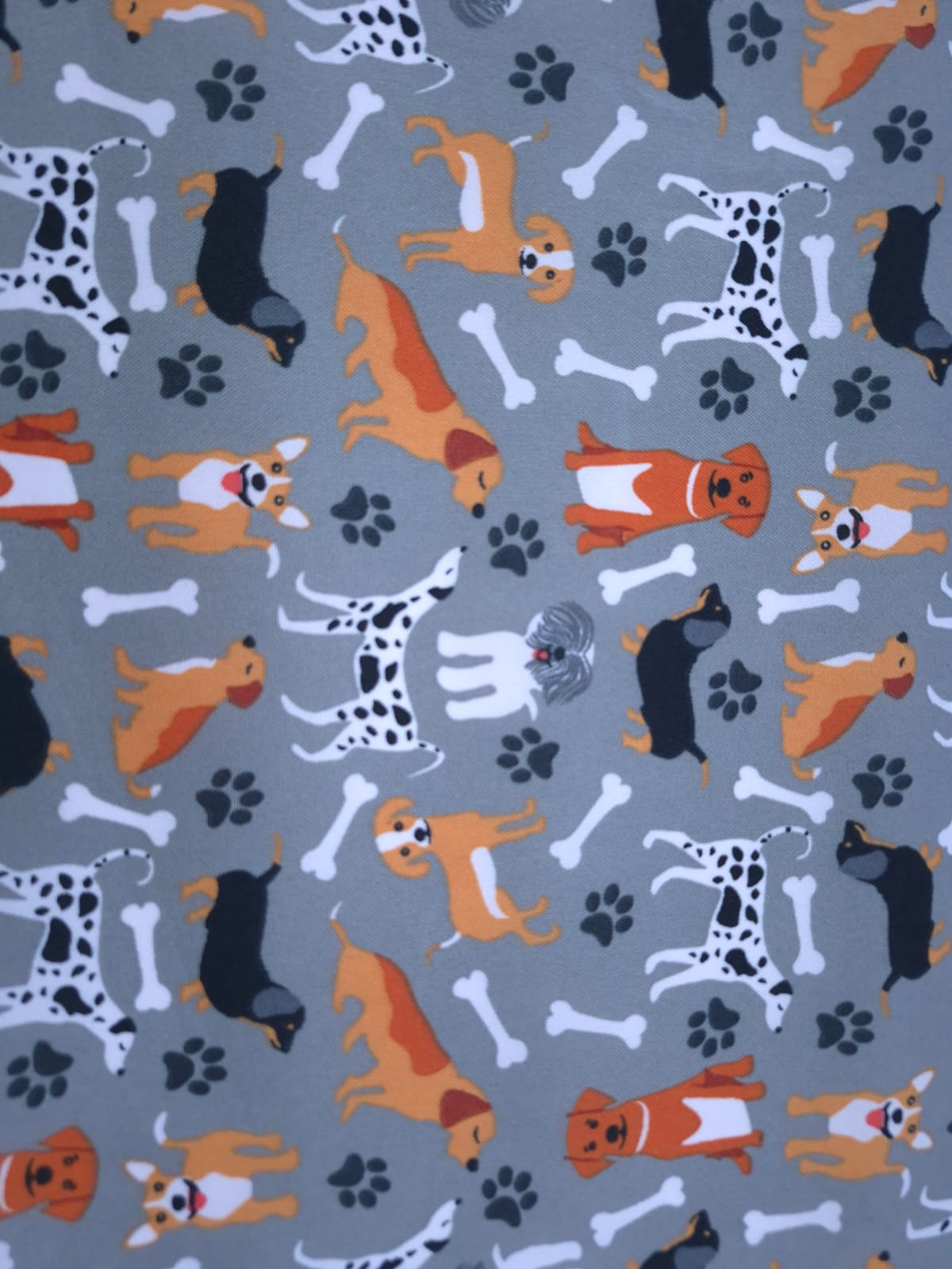 imagen de Lona estampada perritos fondo gris