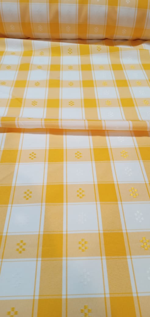 imagen de Mecanica estampada a cuadros amarillo y blanco