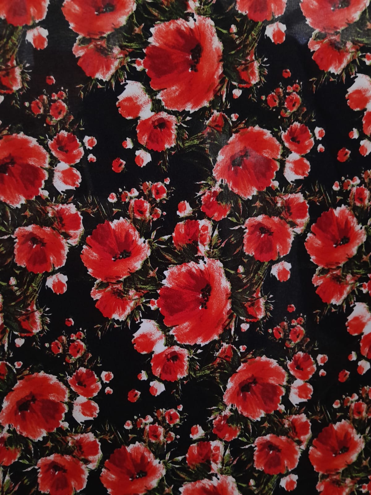 imagen de Mecánica/tropical Estampada flor roja con fondo negro