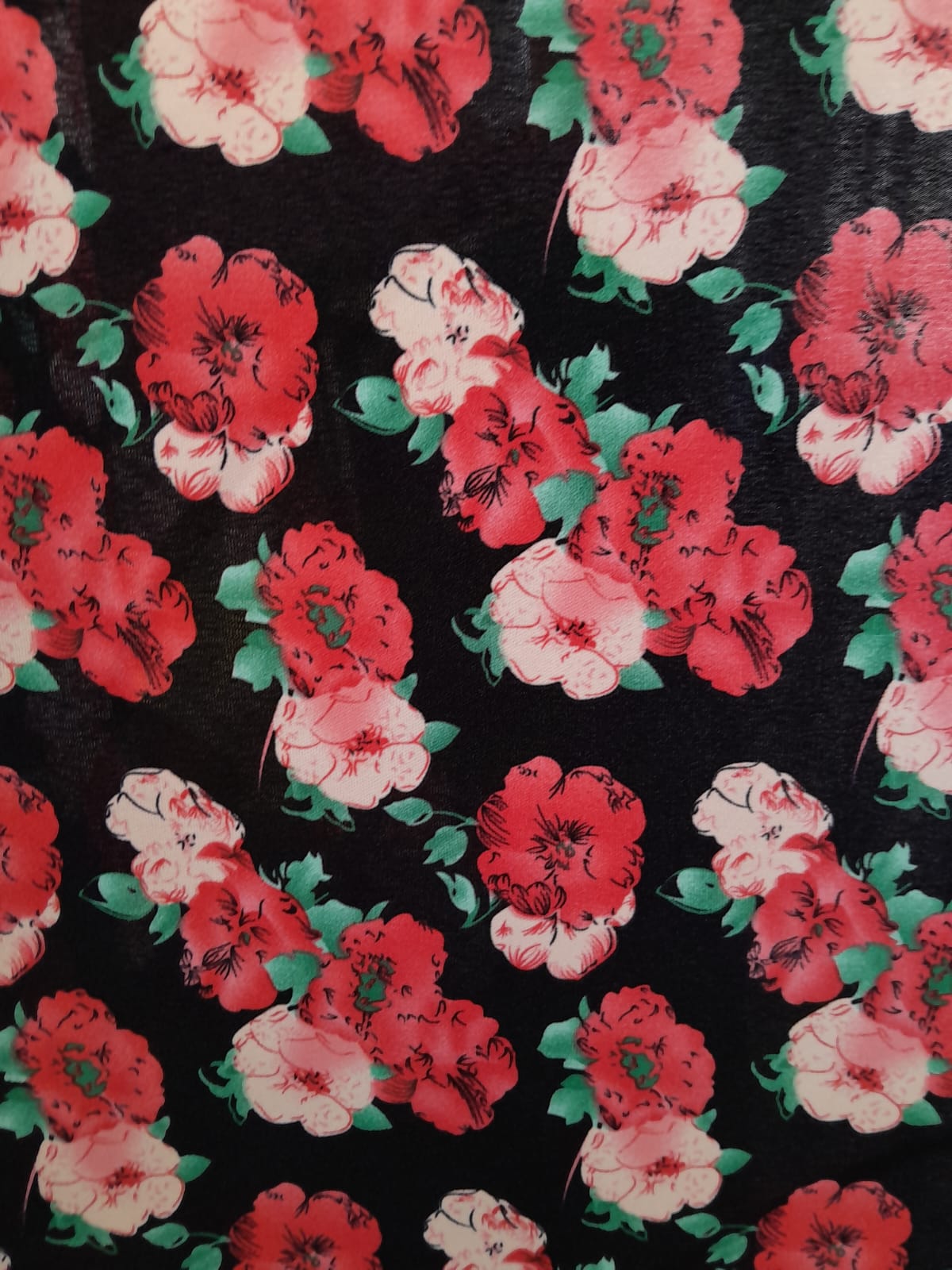 imagen de Mecánica/tropical Estampada flor roja y rosa fondo negro