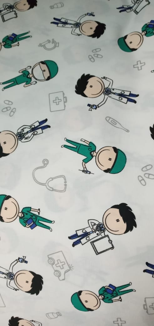 imagen de Gabardina con spandex estampados médicos